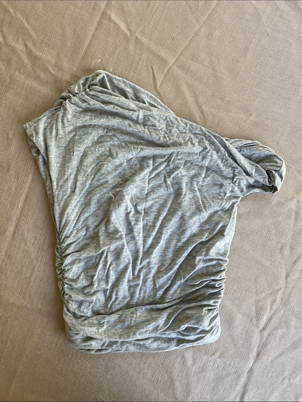 NWOT Fore Heather Gray Short Sleeve Asymmetric Ruched Women's Tee